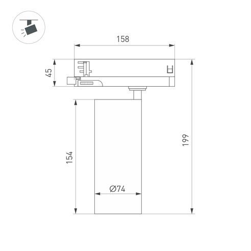 Светильник LGD-GERA-4TR-R74-20W Warm3000 (WH, 55 deg, 230V) (Arlight, IP20 Металл, 5 лет)