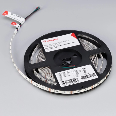 Лента светодиодная RT-B72-10mm 12V RGB (15 W/m, IP20, 5060, 5m) (Arlight, 15 Вт/м, IP20)