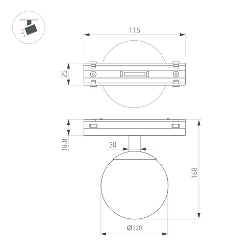 Светильник MAG-VIBE-SFERO-R120-6W Day4000 (WH, 235 deg, 48V) (Arlight, IP20 Металл, 5 лет)