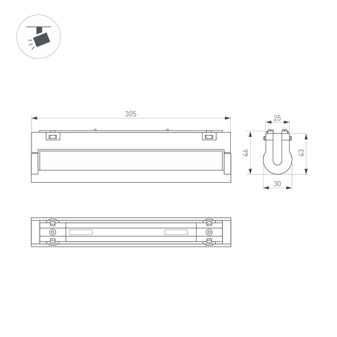 Светильник MAG-VIBE-FLAT-TURN-L305-12W Day4000 (BK, 110 deg, 48V) (Arlight, IP20 Металл, 5 лет)