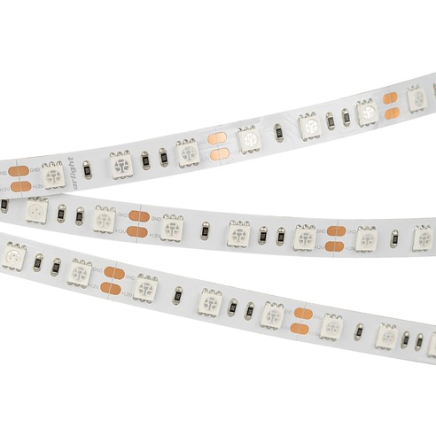 Лента светодиодная RT 2-5000 12V Yellow 2x (5060, 300 LED, LUX) (Arlight, 14.4 Вт/м, IP20)