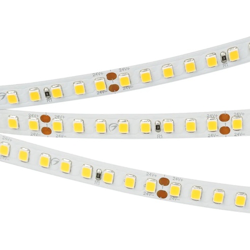 Лента светодиодная RT-A160-8mm 24V Warm2400 (12 W/m, IP20, 2835, 5m) (Arlight, высок.эфф.150 лм/Вт)