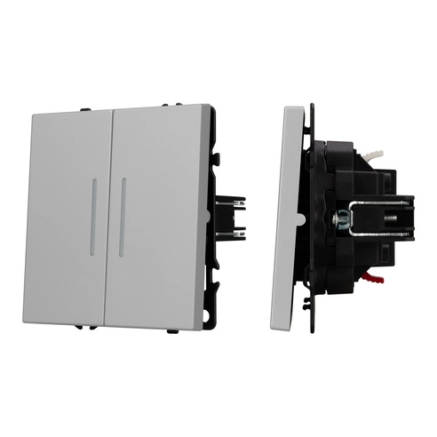 Механизм выключателя двухклавишный проходной LED SWT-NOBE-MKP2-SFPL-L-IS (230V, 10A) (Arlight, Никель)