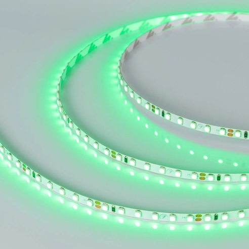 Лента светодиодная RT-A120-5mm 24V Green (9.6 W/m, IP20, 2835, 5m) (Arlight, узкая)