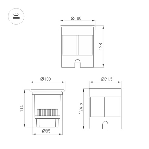 Светильник LTD-DAFNA-GROUND-R100-6W Day4000 (SL, 35 deg, 230V) (Arlight, IP67 Металл, 5 лет)