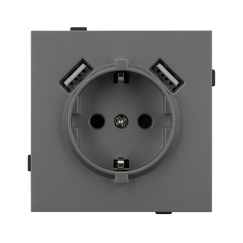 Механизм розетки с USB зарядкой SCT-TENDO-MUAA-SFPL-GR (230V, 16A) (Arlight, -)