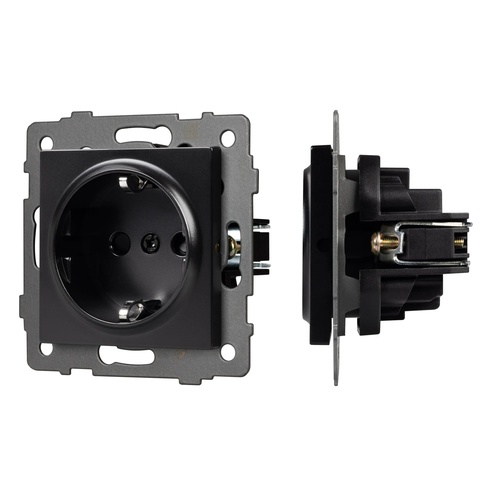 Механизм электрической розетки SCT-MEU1-PL-BK-V (250V, 16A) (Arlight, -)