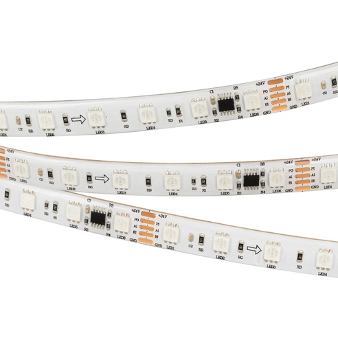 Лента светодиодная DMX-5000SE-5060-60 24V Cx6 RGB (12mm, 14.4W/m, IP65) (Arlight, Закрытый, IP65)