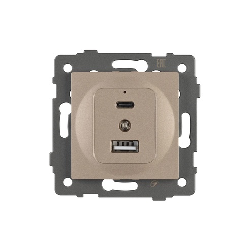 Механизм USB розетки SCT-MUAC-PL-GD-V (5V, 3A, QC4) (Arlight, -)