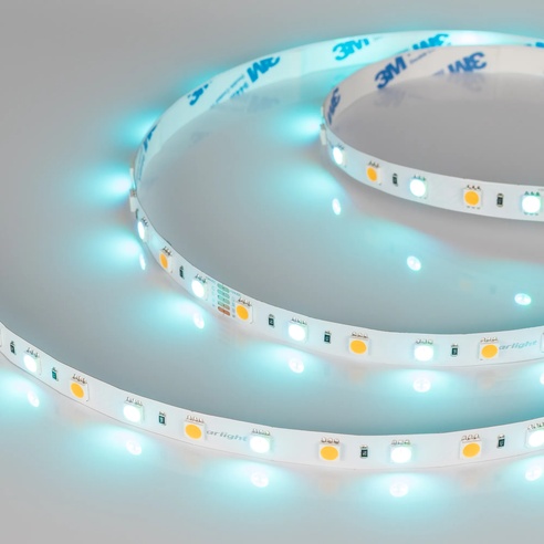 Лента RT-B60-10mm 24V RGBW-Warm (14.4 W/m, IP20, 5m) (Arlight, Открытый)