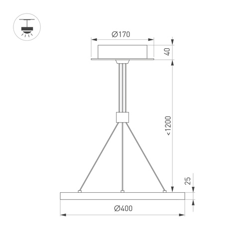 Светильник SP-CONGO-CAN-1-R400-24W Warm3000 (GD, 120 deg, 230V) (Arlight, IP20 Металл, 5 лет)