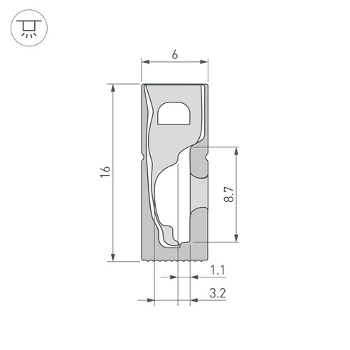 Силиконовый профиль WPH-FLEX-0616-SIDE-S9-5m FULL BLACK (Arlight, Силикон)