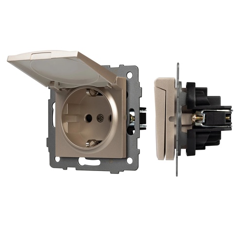 Механизм розетки влагозащищённый SCT-MCP-PL-GD-V (250V, 16A) (Arlight, -)