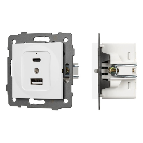 Механизм USB розетки SCT-MUAC-PL-WH-V (5V, 3A, QC4) (Arlight, -)