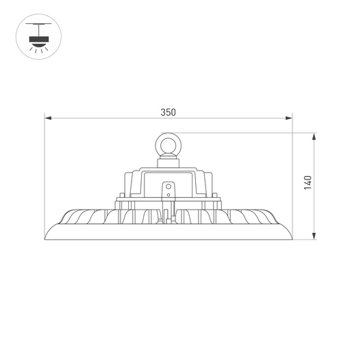 Светильник SP-ARIVA-MOTION-R350-200W White5000 (BK, 60 deg, 230V) (Arlight, IP65 Металл, 5 лет)