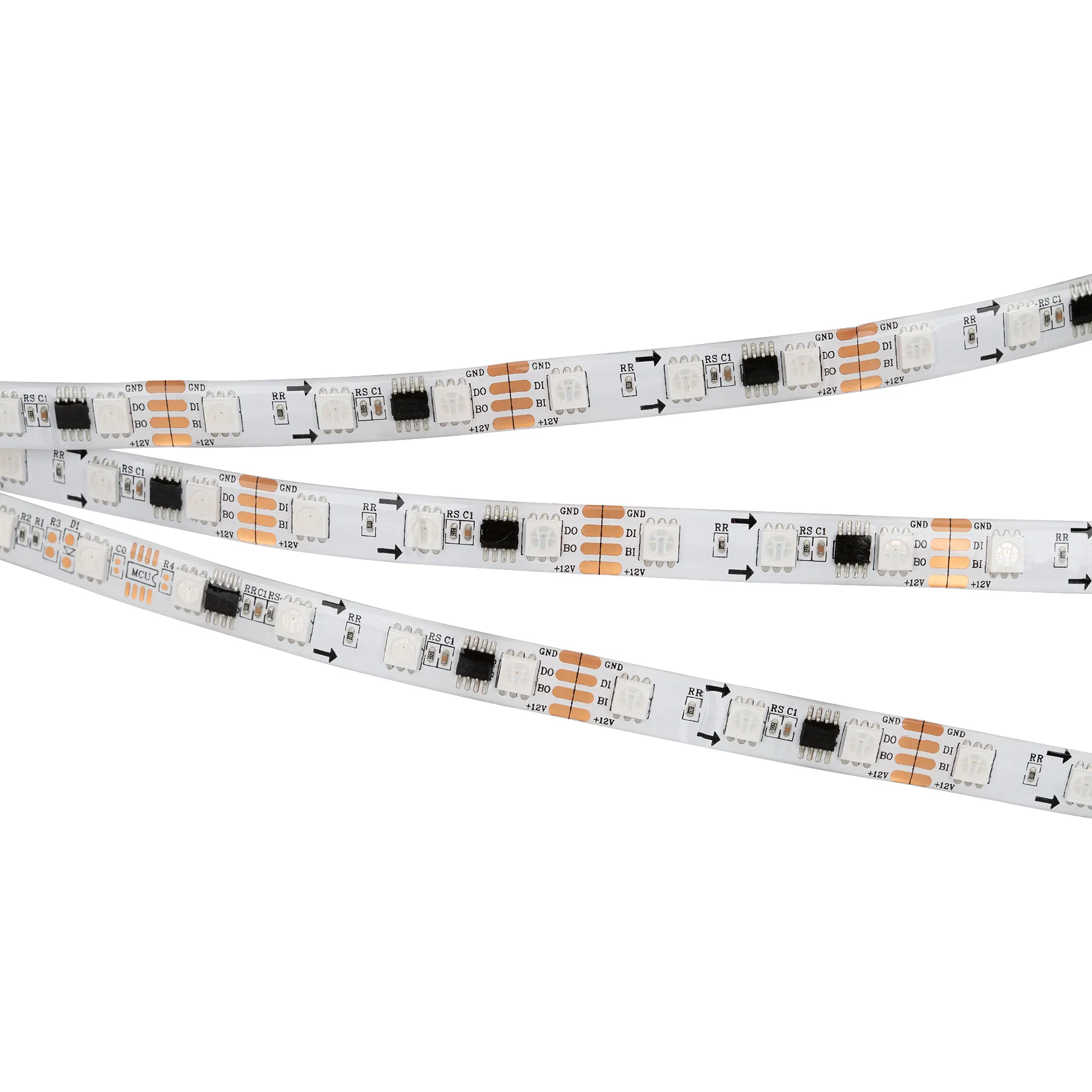 Лента светодиодная SPI-5000SE-RAM-5060-60 12V Cx3 RGB-Auto (10mm, 12W/m, IP65) (Arlight, Закрытый, IP65)