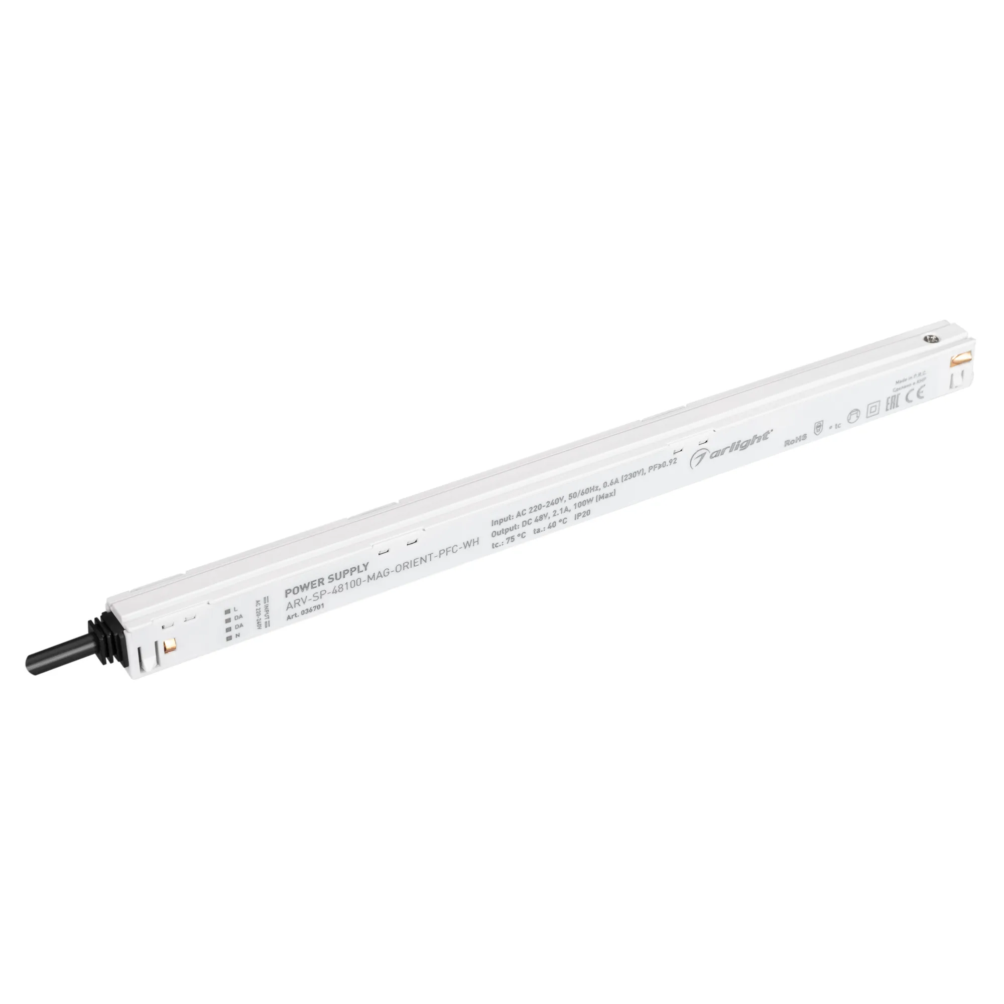 Блок питания ARV-SP-48100-MAG-ORIENT-PFC-WH (48V, 2.1A, 100W) (Arlight, IP20 Пластик, 5 лет) - изображение товара