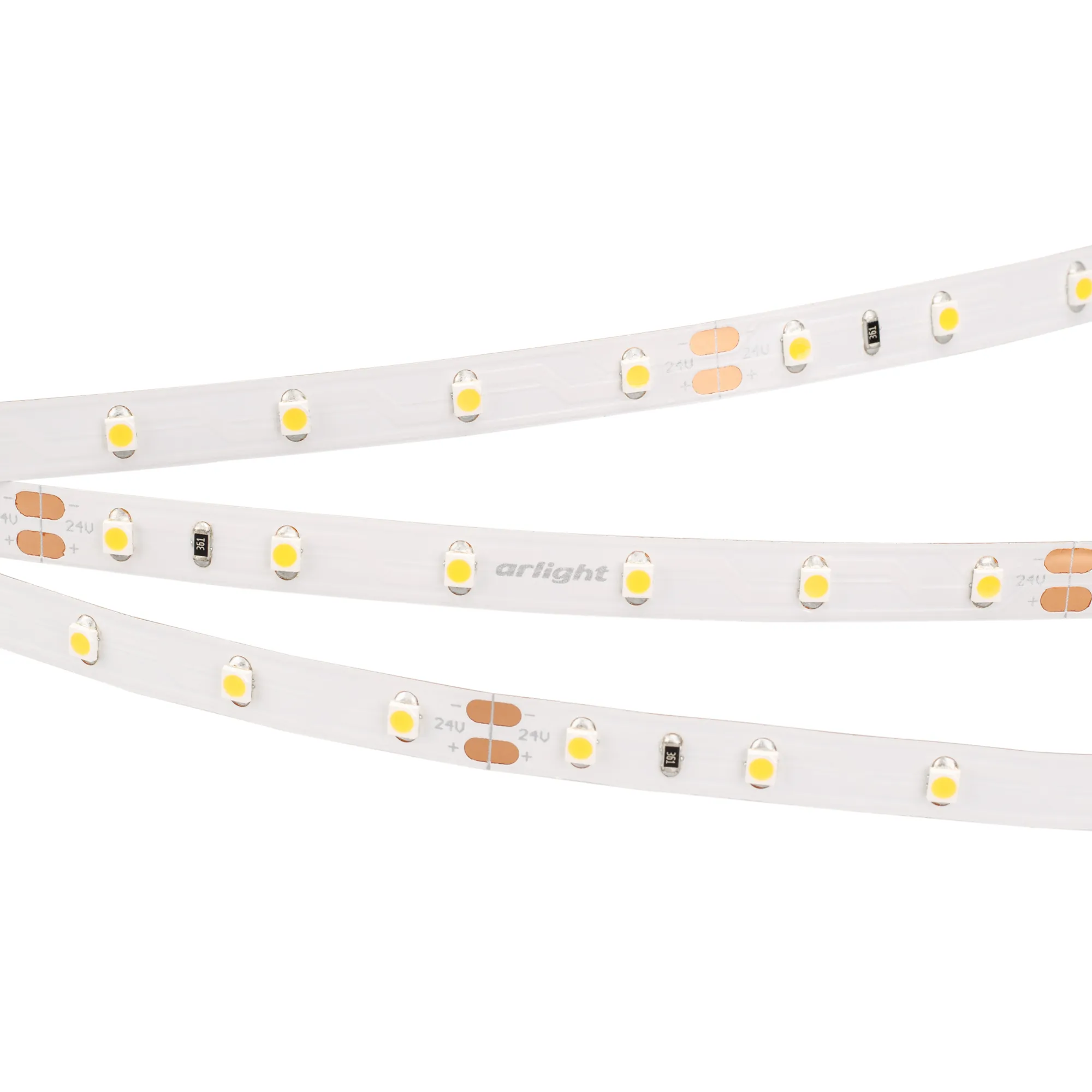 Лента светодиодная RT 2-5000 24V Cool 8K (3528, 300 LED, LUX) (Arlight, 4.8 Вт/м, IP20)
