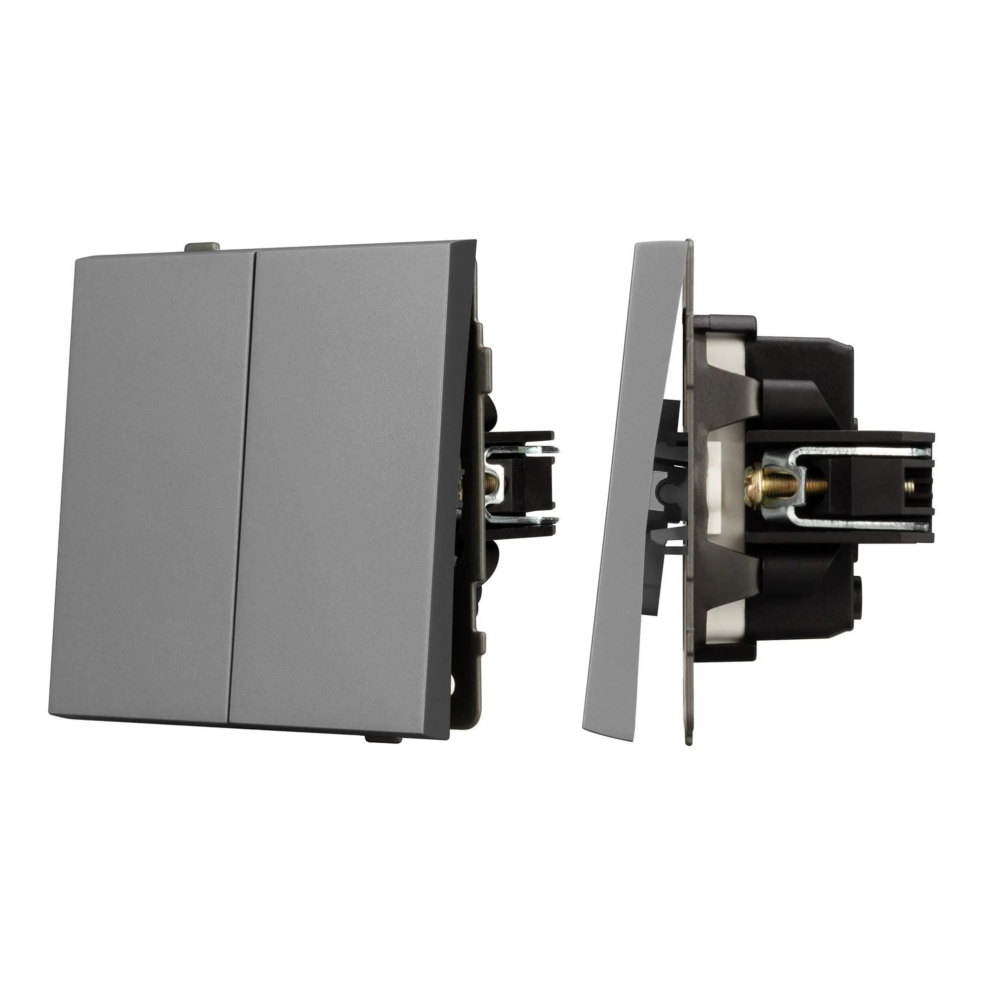Механизм выключателя двухклавишный проходной SWT-TENDO-MKP2-PL-GR (230V, 10A) (Arlight, -)