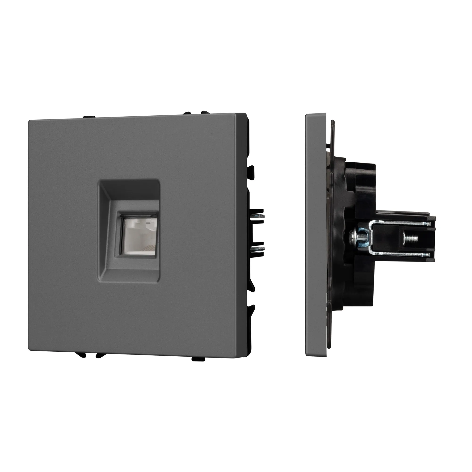 Механизм телефонной розетки SCT-NOBE-MTL1-SFPL-GR (RJ-11, 4C) (Arlight, Серый базальт)