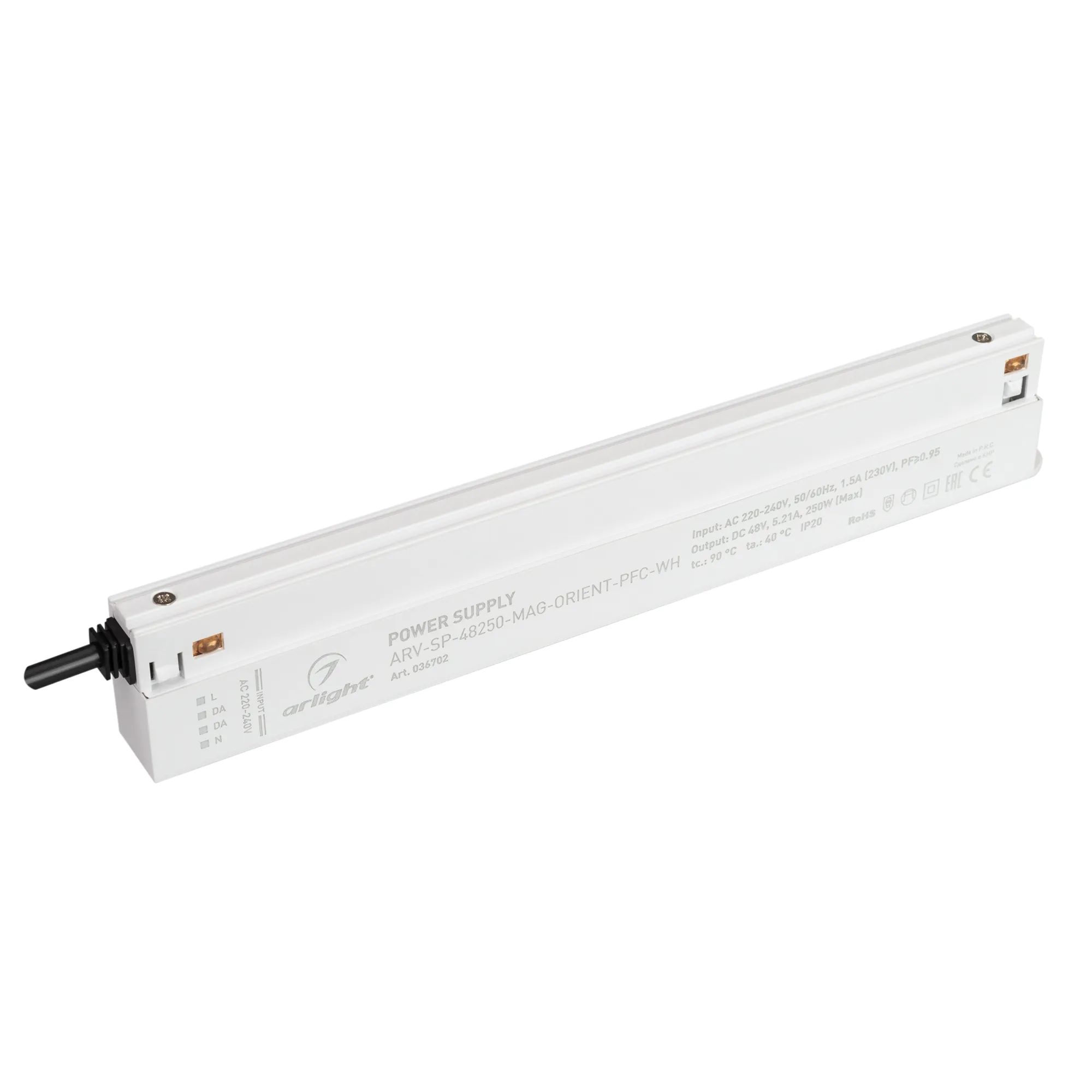 Блок питания ARV-SP-48250-MAG-ORIENT-PFC-WH (48V, 5.21A, 250W) (Arlight, IP20 Пластик, 5 лет) - изображение товара