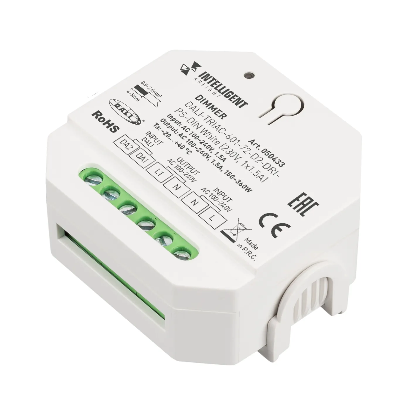 INTELLIGENT ARLIGHT Диммер DALI-TRIAC-601-72-D2-DRI-PS-DIN White (230V, 1x1.5A) (IARL, IP20 Пластик, 5 лет) - изображение товара