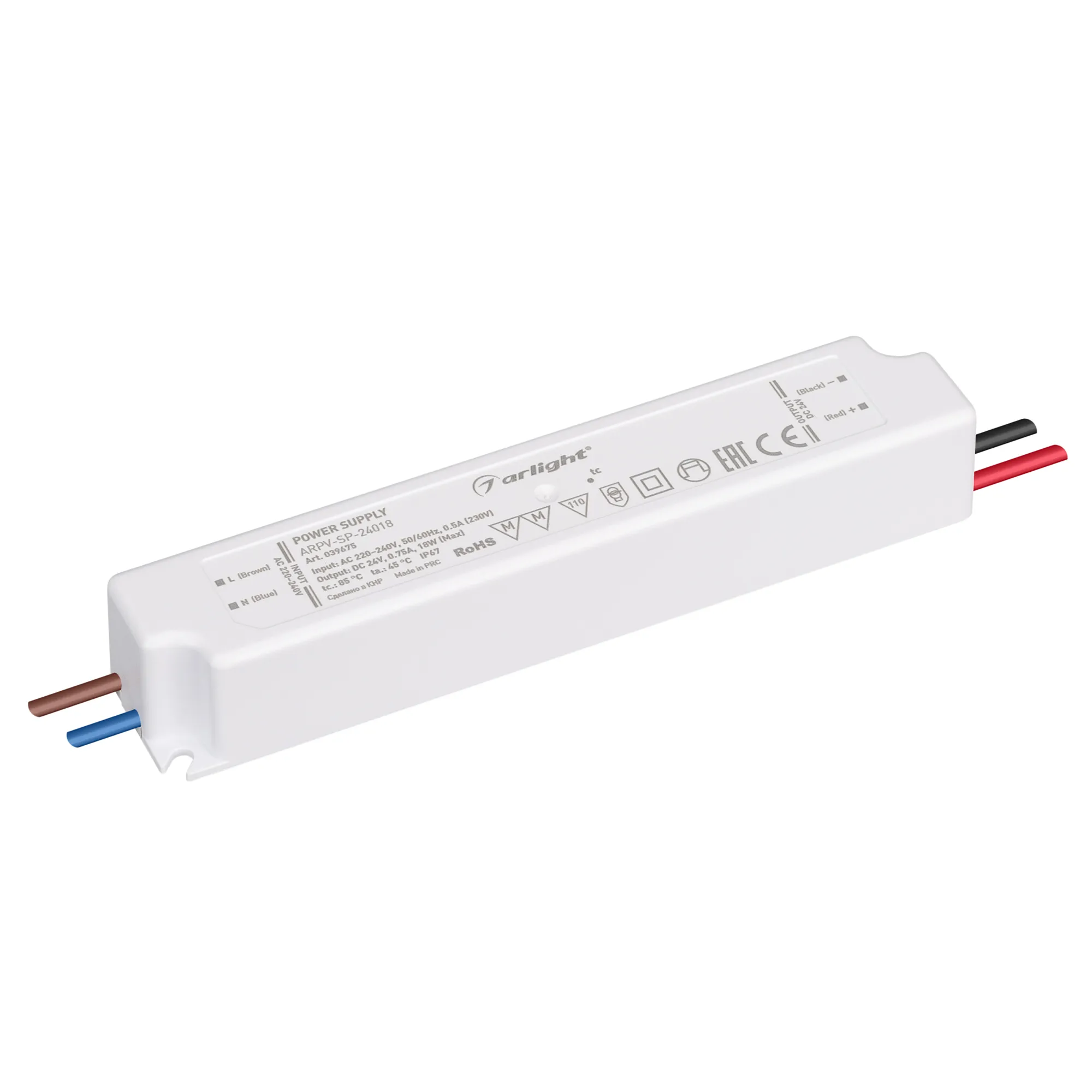 Блок питания ARPV-SP-24018 (24V, 0.75A, 18W) (Arlight, IP67 Пластик, 5 лет) - изображение товара