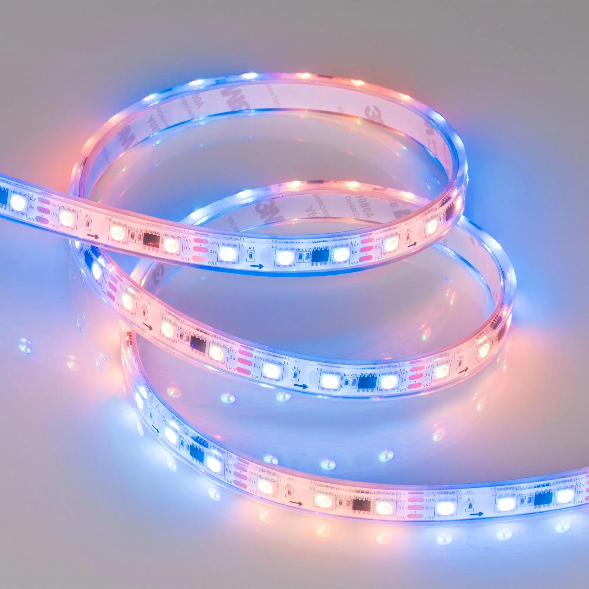 Лента светодиодная SPI-5000P-5060-60 12V Cx3 RGB (12mm, 14.4W/m, IP66) (Arlight, Закрытый, IP66)
