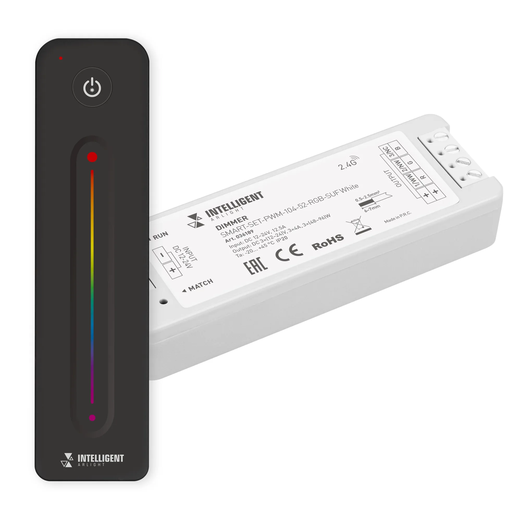 INTELLIGENT ARLIGHT Диммер SMART-SET-PWM-104-52-RGB-SUF White (12-24V, 3x4A, ПДУ LINE, 2.4G) (IARL, IP20 Пластик, 5 лет) - изображение товара