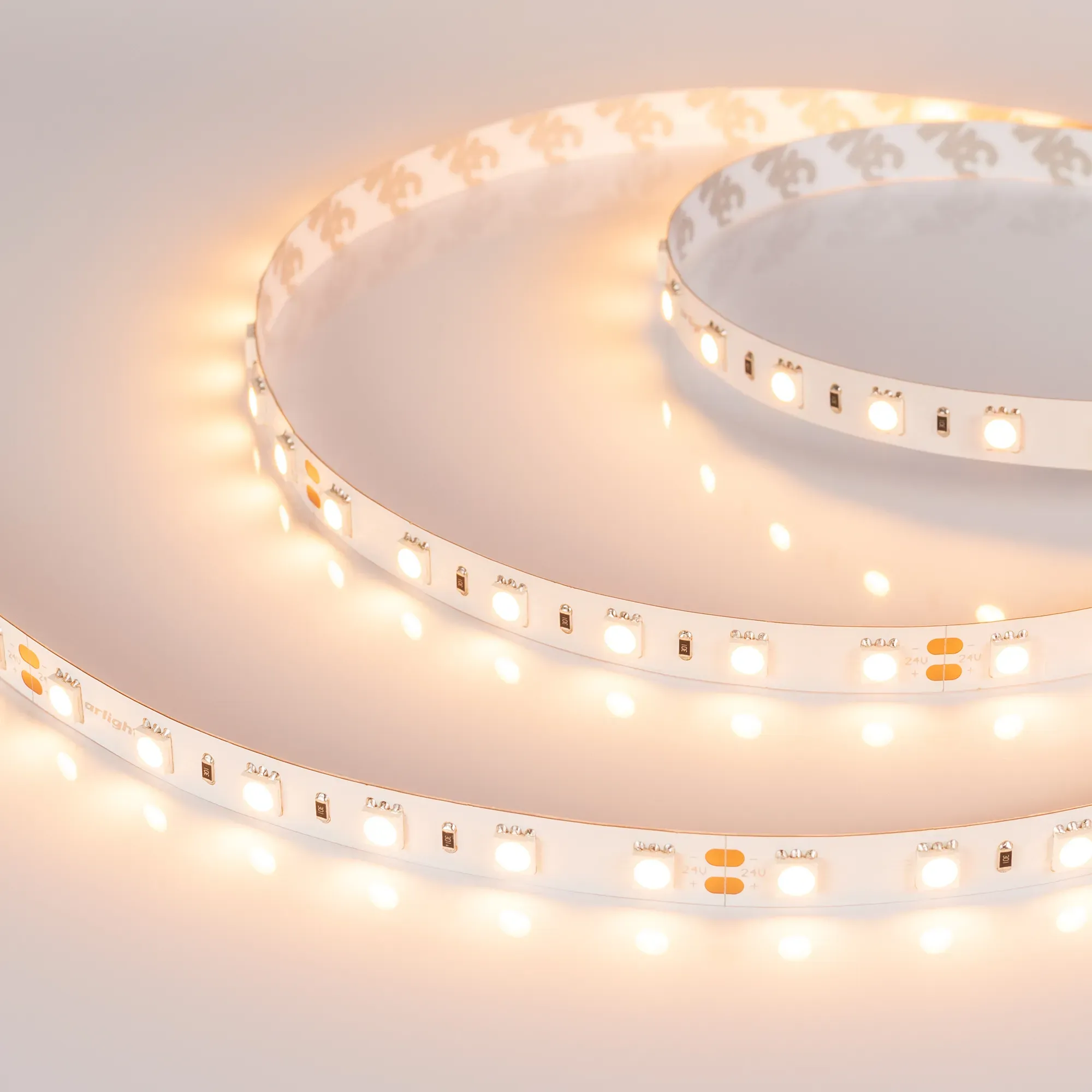 Лента светодиодная RT-B60-10mm 24V Warm2400 (14.4 W/m, IP20, 5060, 5m) (Arlight, 14.4 Вт/м, IP20) - изображение товара