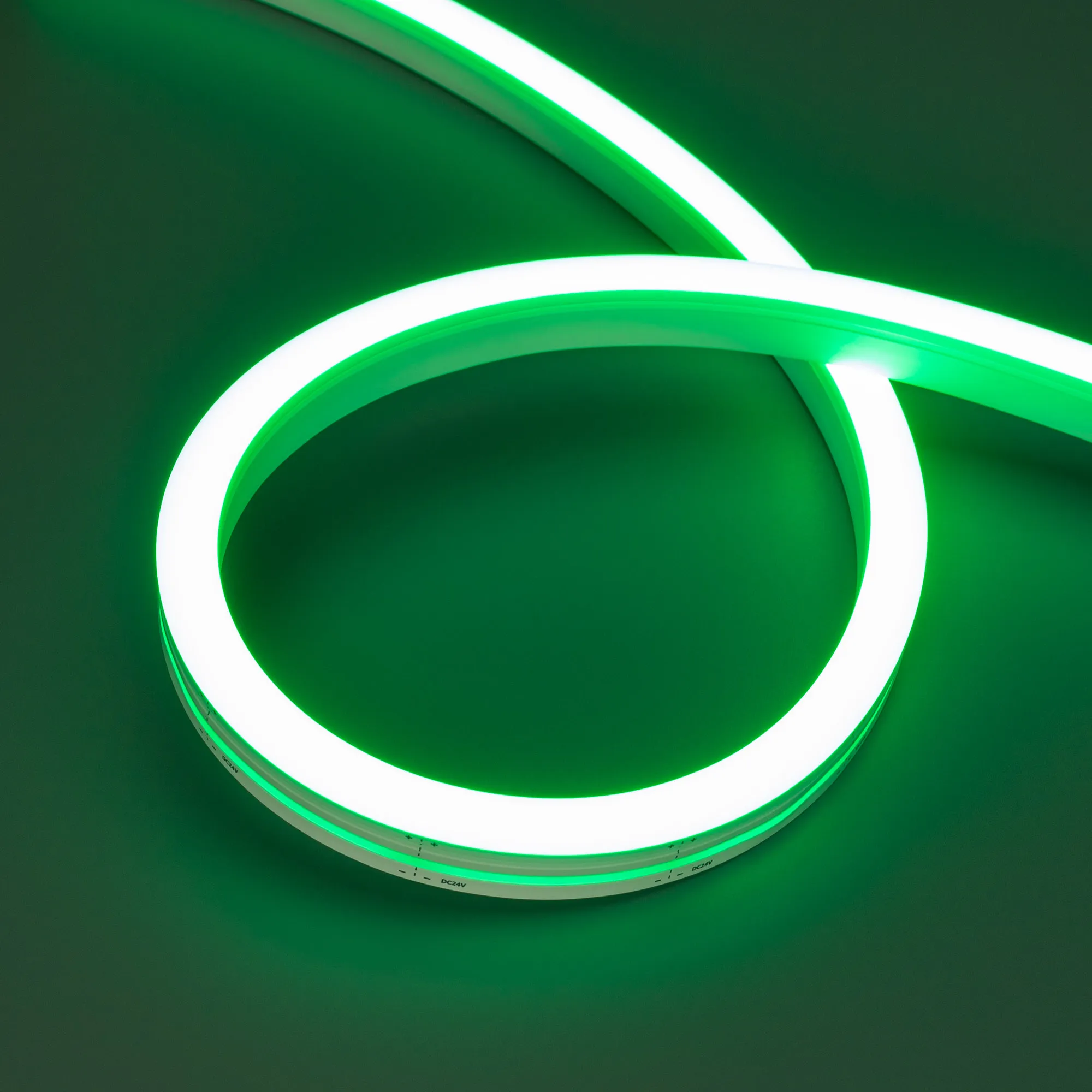 Лента светодиодная герметичная MOONLIGHT-SIDE-A140-12x17mm 24V Green (8 W/m, IP67, 5m, wire x2) (Arlight, Вывод боковой, 3 года) - изображение товара