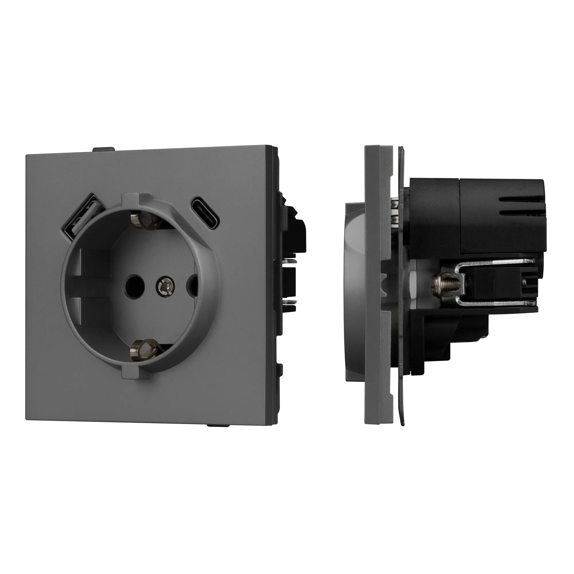 Механизм розетки с USB зарядкой SCT-TENDO-MUAC-SFPL-GR (230V, 16A) (Arlight, -) - изображение товара