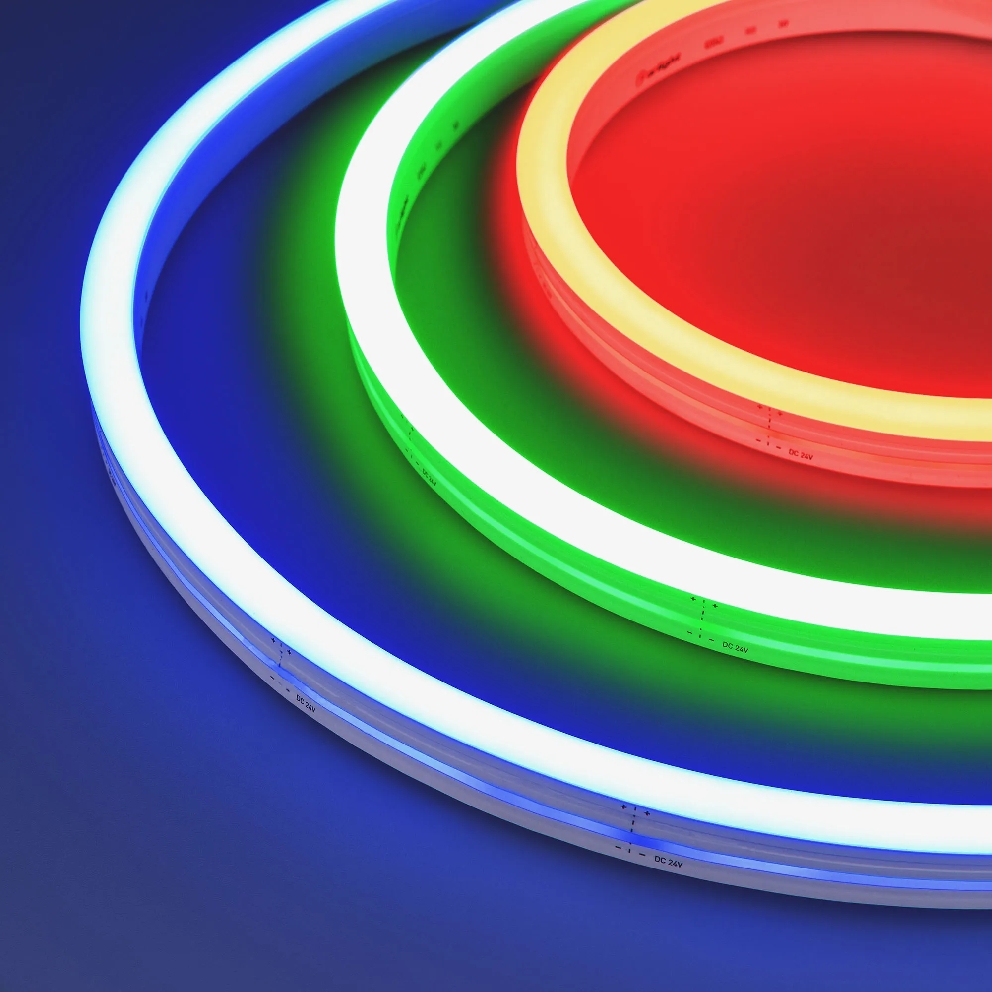 Лента светодиодная герметичная MOONLIGHT-SIDE-B84-12x17mm 24V RGB (12 W/m, IP67, 5m, wire x2) (Arlight, Вывод боковой, 3 года)