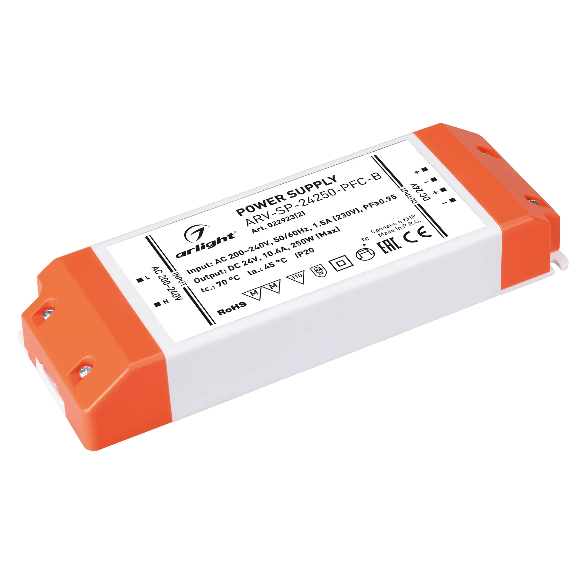 Блок питания ARV-SP-24250-PFC-B (24V, 10.4A, 250W) (Arlight, IP20 Пластик, 5 лет) - изображение товара