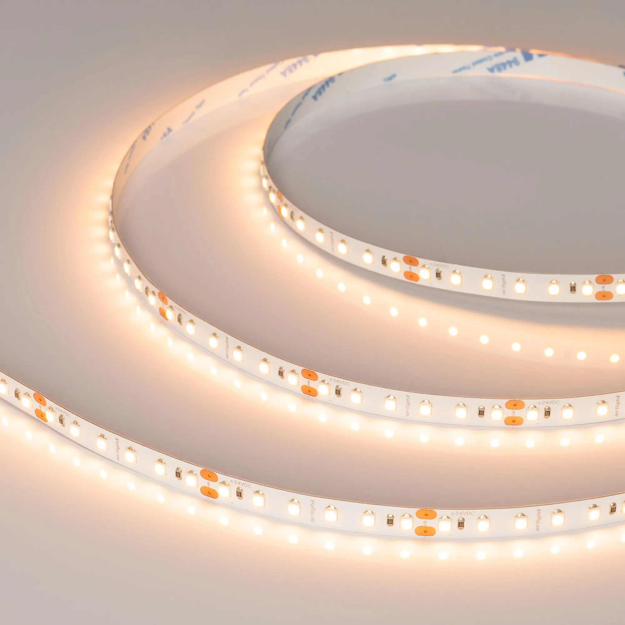 Лента светодиодная NT-A120-8mm 24V Warm2400 (9.6 W/m, IP20, 3528, 5m) (Arlight, Открытый)