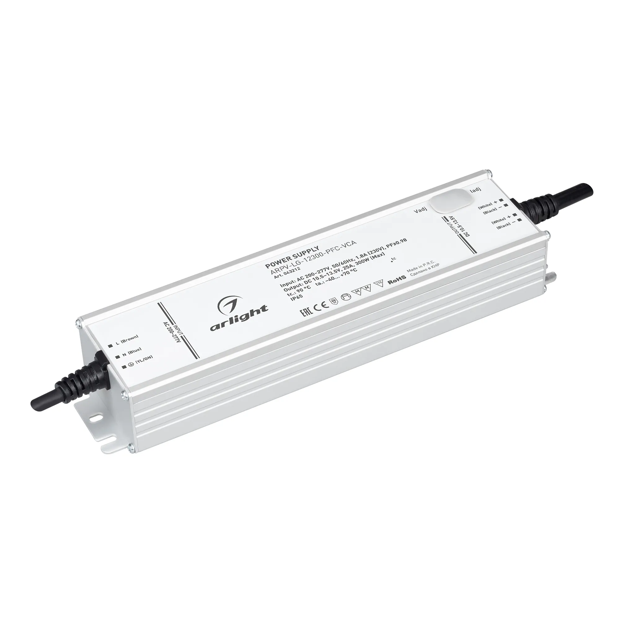 Блок питания ARPV-LG-12300-PFC-VCA (10.5-13.5V, 25A, 300W) (Arlight, IP65 Металл, 5 лет) - изображение товара