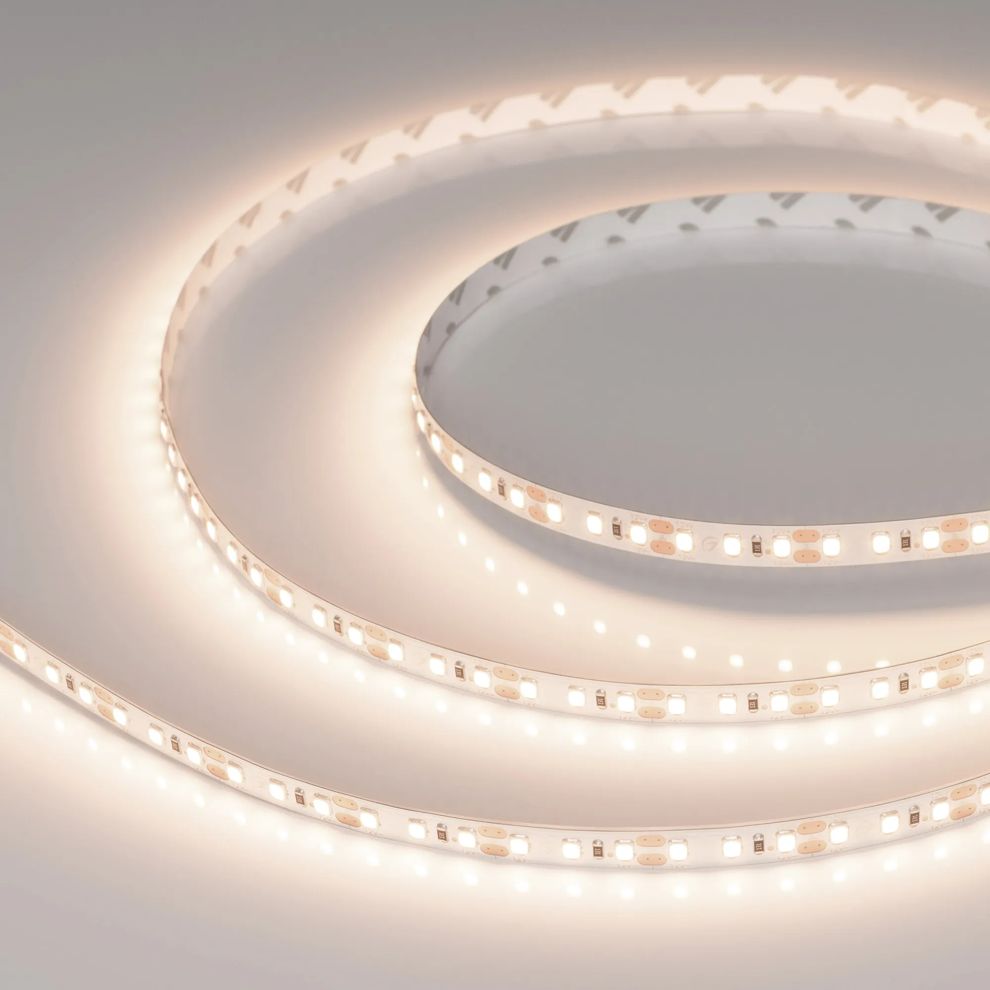 Лента светодиодная RT-A120-8mm 12V Warm3500 (14.4 W/m, IP20, 2835, 5m) (Arlight, Открытый)