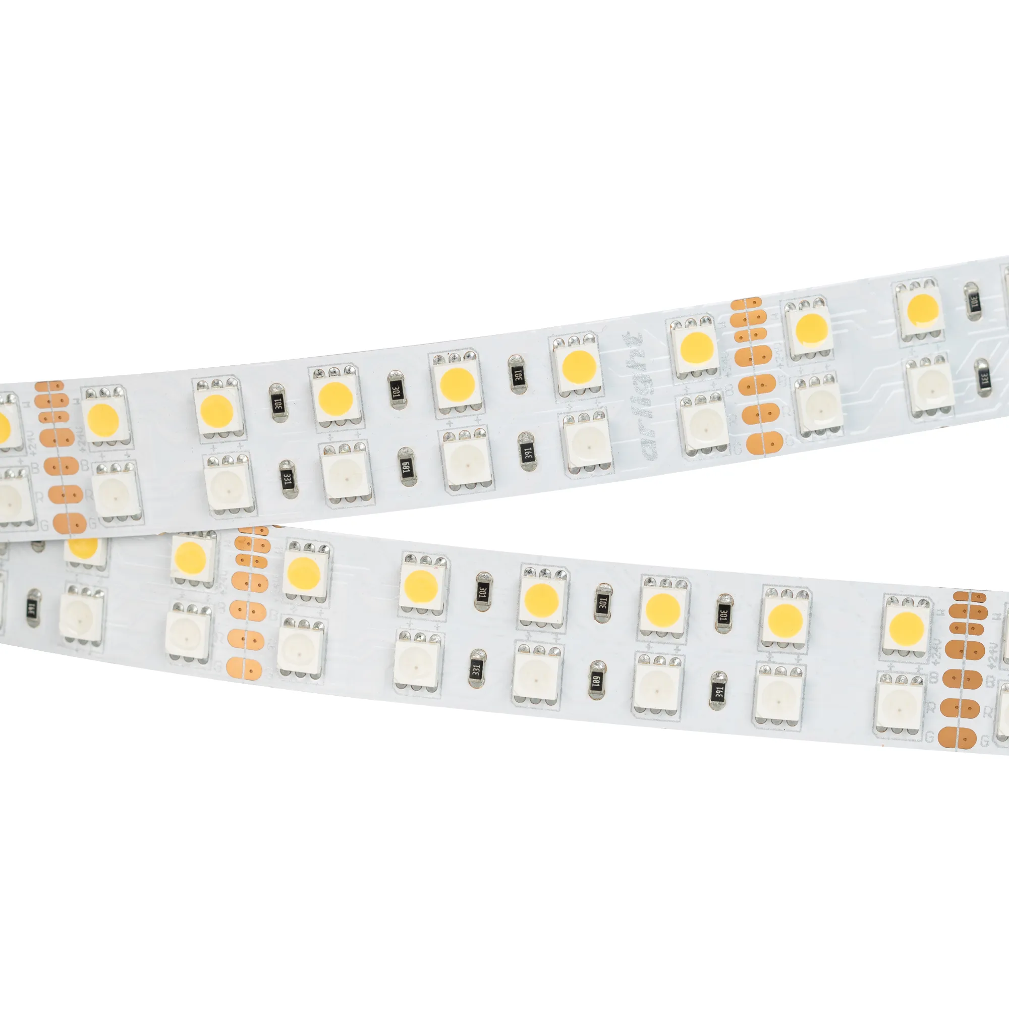 Лента светодиодная RT 2-5000 24V RGB-Day 2x2 (5060, 720 LED, LUX) (Arlight, 32 Вт/м, IP20)
