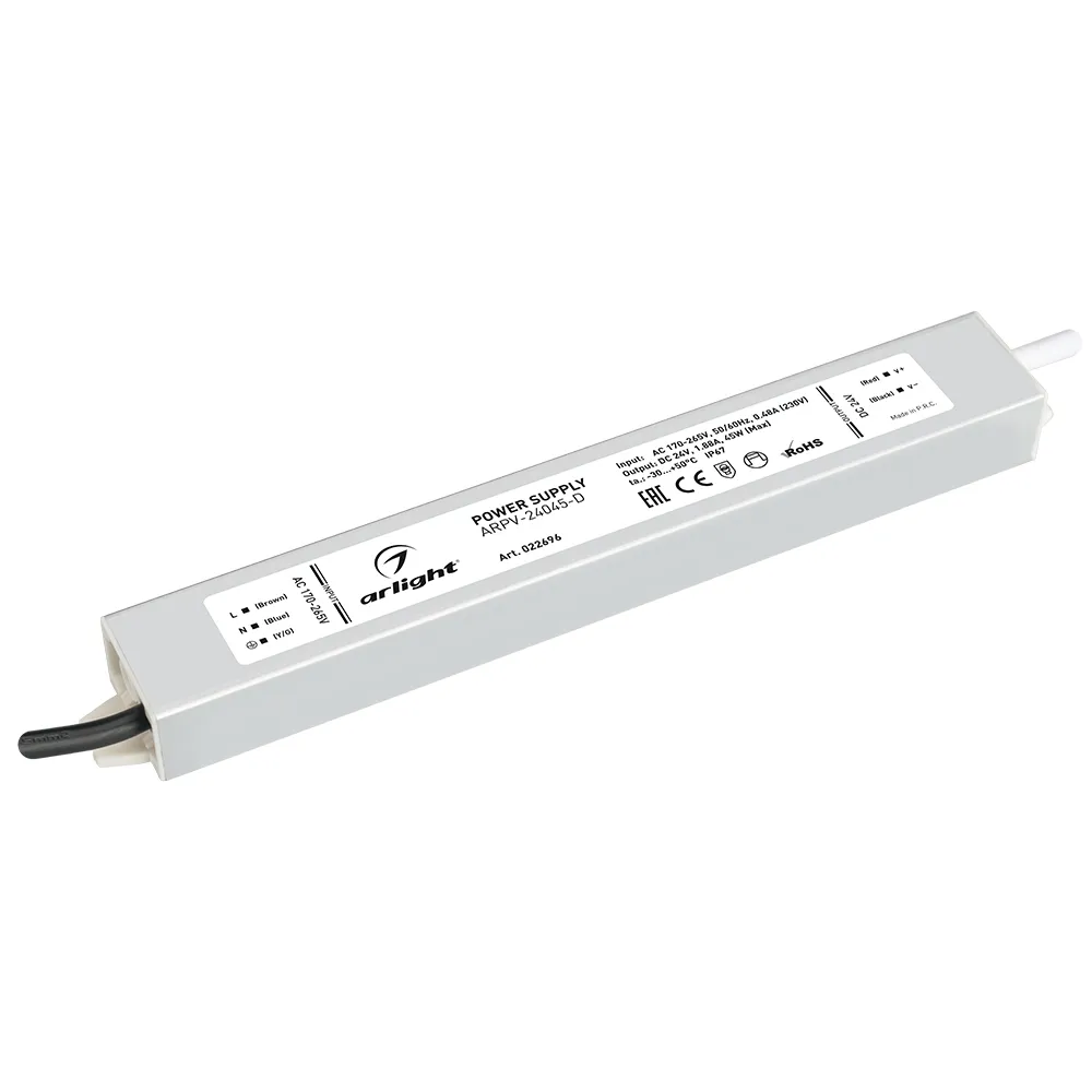 Блок питания ARPV-24045-D (24V, 1.9A, 45W) (Arlight, IP67 Металл, 3 года) - изображение товара