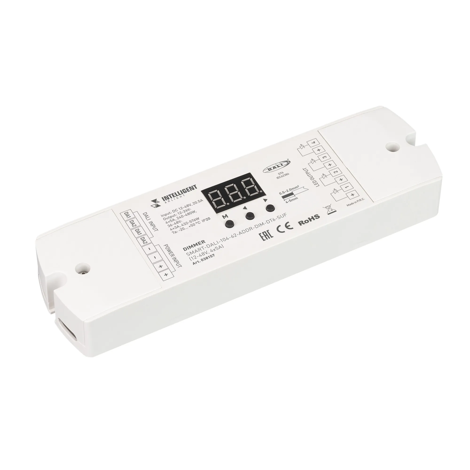 INTELLIGENT ARLIGHT Диммер SMART-DALI-104-62-ADDR-DIM-DT6-SUF (12-48V, 4x5A) (IARL, IP20 Пластик, 5 лет) - изображение товара