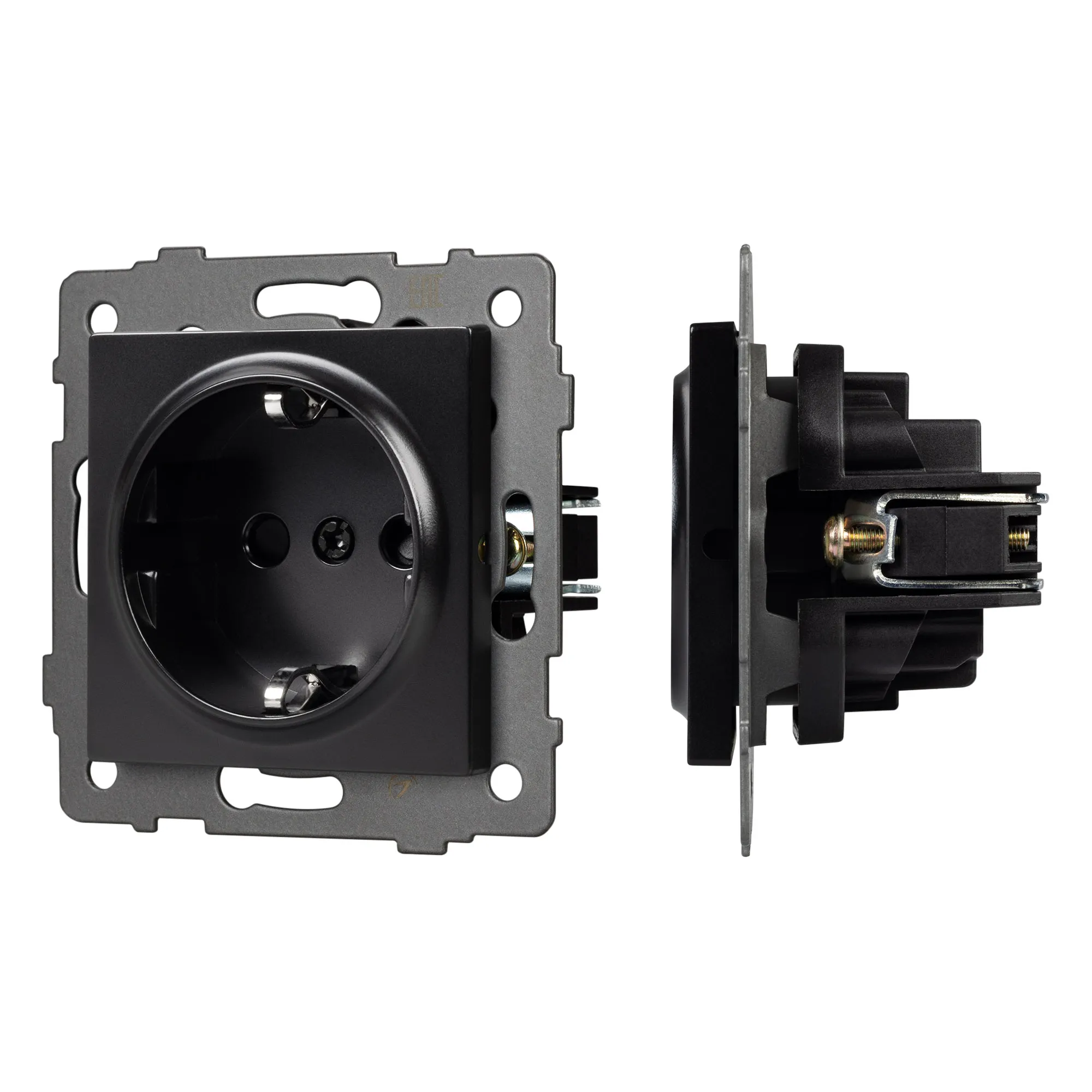 Механизм электрической розетки SCT-MEU1-PL-BK-V (250V, 16A) (Arlight, -) - изображение товара