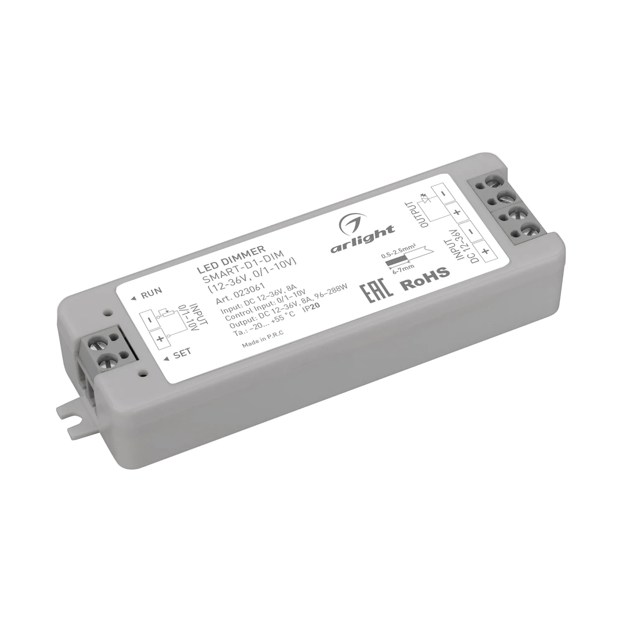 Диммер SMART-D1-DIM (12-36V, 0/1-10V) (Arlight, IP20 Пластик, 5 лет)